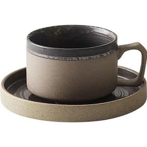 LSYHHXC Kop en schotel set koffiemok keramische mok met schotel mok beker mok water mok thee mok 557 (kleur: bruine kop schotel)