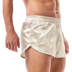 Amy Coulee satijnen boxershorts heren pyjamabroek kort, champagne, S