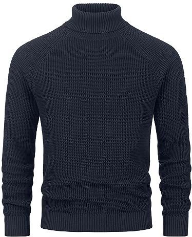 Indicode Heren INHarlan Knit Sweater | Fijngebreide trui van katoen met col Navy S