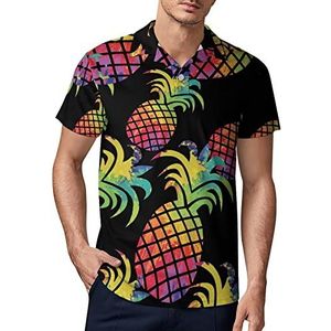 Kleurrijke ananas heren golf polo shirt zomer korte mouw T-shirt casual sneldrogende T-shirts L
