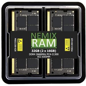 NEMIX RAM 32 GB (2 x 16 GB) DDR4-2666 PC4-21300 ECC SODIMM Compatibel met Synology D4ECSO-2666-16G Geheugen Upgrade Module door NEMIX RAM
