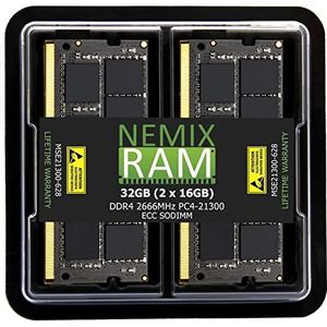 NEMIX RAM 32 GB (2 x 16 GB) DDR4-2666 PC4-21300 ECC SODIMM Compatibel met Synology D4ECSO-2666-16G Geheugen Upgrade Module door NEMIX RAM