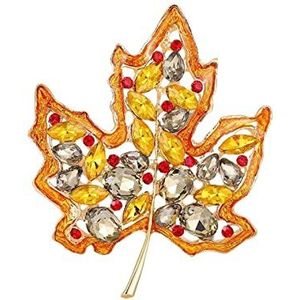 Mode Rhinestone broches en pinnen,esdoornblad vorm diamant partij Vintage Womens sieraden, ORANJE