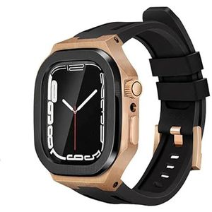 OFWAX Luxe roestvrijstalen behuizing rubberen band kit, voor Apple Watch Series 9 8 7 45mm 6 5 4 SE 44mm horloge upgrade vervanging bescherming kit, 45mm, agaat