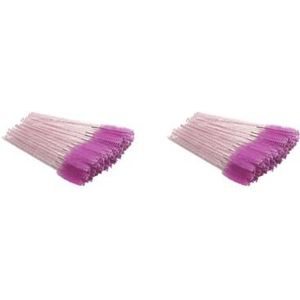 2 set van Pack van 50 Wimpers Borstel Valentijnsdag Zoete Wenkbrauw Pincet Removal Tool Valse Remover Wimpers Clip Brow Borstels Paars-rood