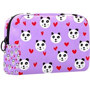 Cosmetische tas voor dames,kleine make-uptas voor portemonnee,Roze liefdeshart Panda,Cosmetische reistas,make-uptasje