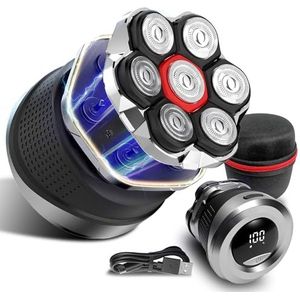 Ordele Elektrisch roterend scheerapparaat voor heren, 2025 upgrade 7D, drijvend elektrisch scheerapparaat met led-display, IPX7 waterdicht, type C snel opladen, magnetische koppen (zwart)