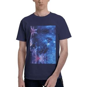 CKGODGF Blue Galaxy Print katoenen T-shirt voor heren, casual en comfortabel korte mouw, geschikt voor fitness en dagelijks gebruik, Donkerblauw, S