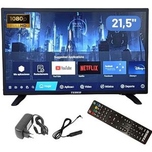 Smart TV, 53 cm (22 inch), met 12 V en 230 V, Android, Full HD, DVB-S2/C/T2/T, voor camper, camper, boten (55,8 cm)
