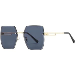 Randloze Cut Edge zonnebril for dames zonnebril Gradiëntkleur UV-bescherming zonnebril (Color : Gray piece)