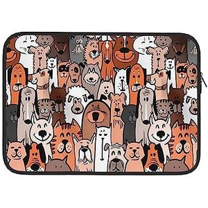 Huisdier Katten en Honden Cartoon Stijl Gedrukt Computer Handtas Laptop Case Cover Notebook Pocket Case Laptop Sleeve 13 inch