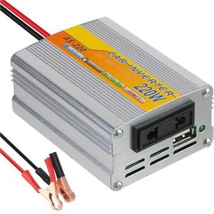 Omvormer 220W Power Inverter Auto Gemonteerde Zonne-omvormer USB Spanningstransformator Draagbare DC 12V Naar AC 220V Conversie USB Batterij Clip(Zilver)