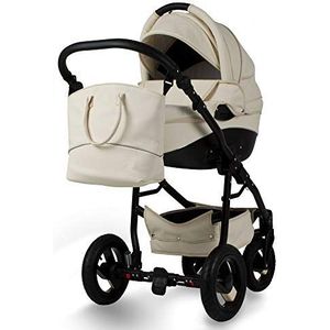 Kinderwagen Pushchaire 3in1 2in1 Isofix Buggy Autostoel Nem door ChillyKids Kunstleder Beige Eco-02 3in1 met Babyzitje