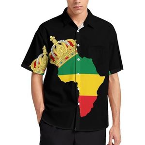 African USA Pride Summer Heren Shirts Casual Korte Mouw Button Down Blouse Strand Top met Zak L