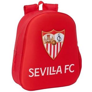 Safta Sevilla FC Schoolrugzak met 3D-design, aanpasbaar aan de wagen, ideaal voor kinderen van verschillende leeftijden, comfortabel en veelzijdig, kwaliteit en duurzaamheid, 27 x 10 x 33 cm, rood,