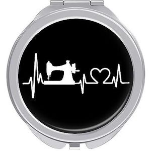 Naaien Heartbeat Compacte Spiegel Ronde Pocket Make-up Spiegel Dubbelzijdige Vergroting Opvouwbare Draagbare Handspiegel