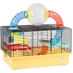 Decorwelt Hamsterstokken, beige, buitenmaten, 49 x 32,5 x 49 cm, knaagkooi, hamster, plastic kleine dieren, kooi met accessoires