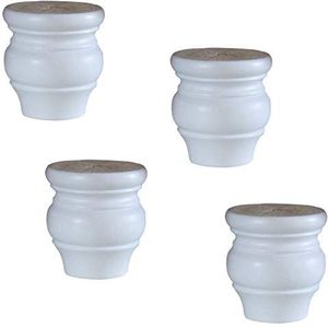 Massief houten meubelpoten, sofa voeten, Set van 4 kalebasvormige keukenmeubelpoten, vervangende salontafelpoten, eikenhouten bankpoten, met montageplaat (white10cm) (Color : White, Size : 12cm)