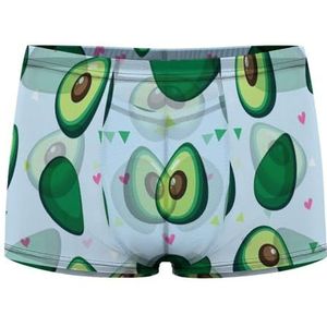 Avocado And Hearts Boxershorts voor heren, sexy shorts, mesh boxers, ondergoed, ademende onderbroek, string