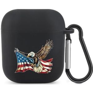 American Pride Ea-gle Leuke Case voor AirPods 2&1 Schokbestendige Beschermende Hoofdtelefoon Gevallen Cover Met Sleutelhanger voor Mannen Vrouwen