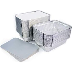 Miamex wegwerpschaal van aluminium met deksel voor het vervoer van levensmiddelen, invriezen, koken (1 Vak, 800ml)