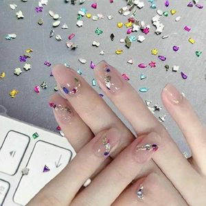 300/100 stuks mini nail art strass steentjes kristal acryl flatback diamanten gemengde vorm glitter diy nagel luxe manicure accessoires-kleurrijk-300 stuks