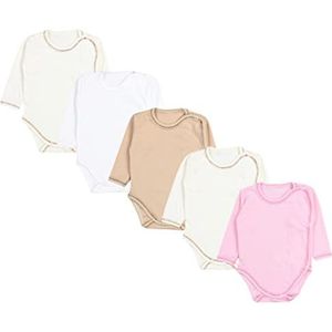 TupTam Baby Overslag Rompertje met Lange Mouwen voor Meisjes Jongens Set van 5, Meisje 2, 56
