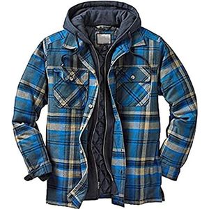 Flanel Shirt Lumberjack Jacket Met Heren Met, Winter Warm Fleece Lined Zip Up Jacket Winter Winter Workwear Hoodie, Stand-Up Collar Jacket (Color : D, Size : 5XL)