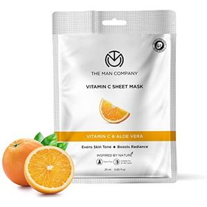 The Man Company Vitamin C Sheet Mask with Hyaluronic Acid & Lemon, Boosts Collagen, Brightening, Improves Skin Tone, Deep Cleanses & Removes Excess Oil, 25Ml