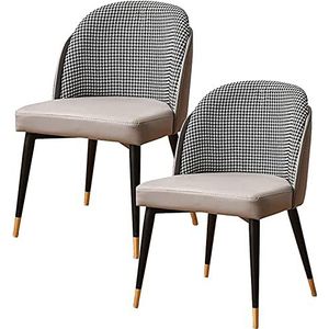 GEIRONV Eetkamerstoel Set van 2, Modern PU-leer met gewatteerde zitting Gestoffeerde loungestoelen met metalen poten Aanrechtstoel Eetstoelen (Color : Gris, Size : 91 * 43 * 45cm)