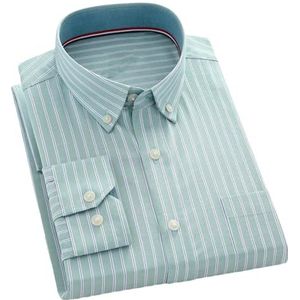 Pegsmio Katoenen Shirts met lange mouwen voor mannen slim fit geruit overhemd, 8186-17, 3XL