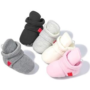 Baby Meisjes Sok Schoenen Baby Jongens Herfst Winter Effen Kleur Katoenen Zool Antislip Platte Peuter Wieg Schoenen Eerste wandelaars (Color : White, Size : 13-18month (13CM))