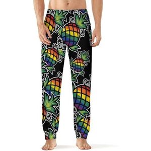 Rainbow Pineapple heren pyjama broek zachte lange pyjama broek elastische nachtkleding broek L