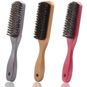 Houten handvat zwijnenhaar reinigingsborstel kappers baardborstel antistatische kapper haar styling kam scheergereedschap voor mannen (maat : bruin)