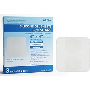 Silicone Gel Sheets voor Littekens 4 ""x 4"" Drie Vellen per Doos; door Areza Medical