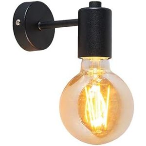QAZQA Facil - Design Wandlamp Voor Binnen - 1 Lichts - D 130 Mm - Zwart - Woonkamer - Slaapkamer