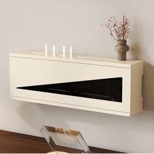 XCLOOZGL Houten Router Opslagdoos Groot Modern Stijl Kabelbeheer Zwarte Routerplank Wifi Router Opbergdoos Wandmontage of Bureau Modemorganizer Voor Thuis En Kantoor,Beigea,80X17X21CM
