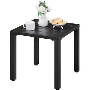 Yaheetech Bijzettafel voor buiten, van metaal, vierkante tuintafel, compacte tafel, 45 x 45 x 45,5 cm (l x b x h), zwart