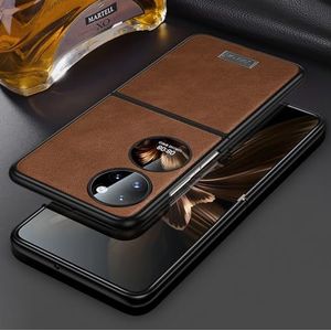 Telefoonbescherming Compatible with Huawei Pocket 2 Luxury Flip Leather Case,Slim Phone Cover Case,Full-Body Drop Protection Shockproof Hard Hand-Laid Leather Folio Flip Protective Cover telefoon acce