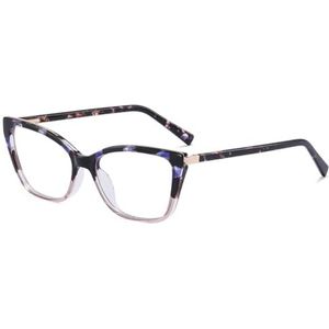 moomoobird Cat Eye glazen anti-blauw licht TR90 glazen montuur mode bril voor vrouwen, paars patroon bruin, Large