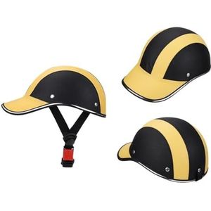 AISHANBAIHUODIAN Motorfiets Halfhelm Baseball Cap Stijl Dameshelm Volwassen Elektrisch Geschikt for fietshelmen Fiets Heren Klassieke scooter Berglicht ( Color : Black Gold )