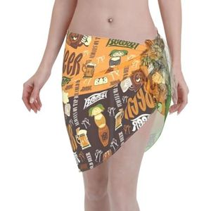 Bierprint Elegante strandwrap, bikini cover-up, badkleding jurk, voor vrouwen, perfect voor zwembad en resort zwart, Zwart, one size