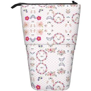 Nbtghga Cartoon Llama Alpaca Print Potlood Telescopische Klassieke Kunsten Stand Up Potlood Case Organizer Potlood Houder Make-up Tas Gift, Zwart, Eén maat