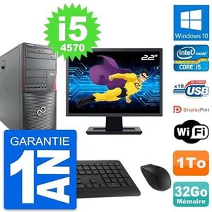 Fujitsu W530 PC Tower 22 inch (55,6 cm), Intel i5-4570 RAM, 32 GB, harde schijf 1 TB, Windows 10, WiFi (gereviseerd)