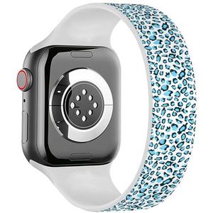 Solo Loop Band Compatibel met All Series Apple Watch 42/44/45/49mm (Luipaardprint Blauwzwarte Spots) Elastische Siliconen Band Strap Accessoire, Siliconen, Geen edelsteen