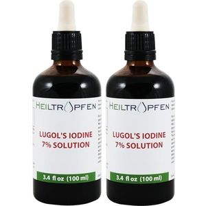 2x 100 ml Lugols jodiumoplossing 7% | 21% vloeibare formulering | 7 procent elementair jodium en 14% kaliumjodide | Dubbel pakje Lugols oplossing | Heiltropfen®