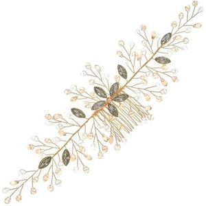 Haarkam voor de bruid, haarkam voor de bruid, kam met kristallen inzetstukken, haarkam voor de bruid voor dames, bruid (goud)