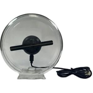 Hologramwaaier, 10cm/4.1inch 3D Hologram Fan Met Transparante Deksel Ornament 128 LED Holografische Reclamemachine Kerstmis Halloween,for Businesses, Parties, Etc