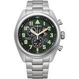 Citizen Heren Chronograaf Eco-Drive polshorloge titanium, groen, Eén maat, armband