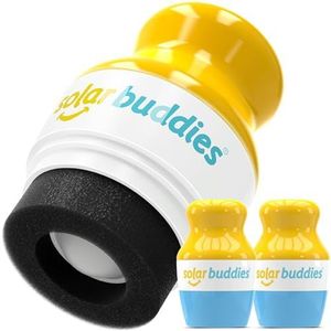 Solar Buddies Zonnebrandcrème Applicator - Pak van 2 blauwe - Herbruikbare roll-on sponsapplicator voor zonnebrandcrème, zonnebrand en lotion voor kinderen, volwassenen en gezinnen - Bevat 100 ml